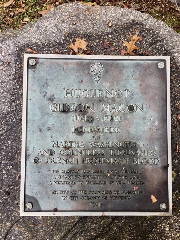 Plaque for Martha Washington Forefather